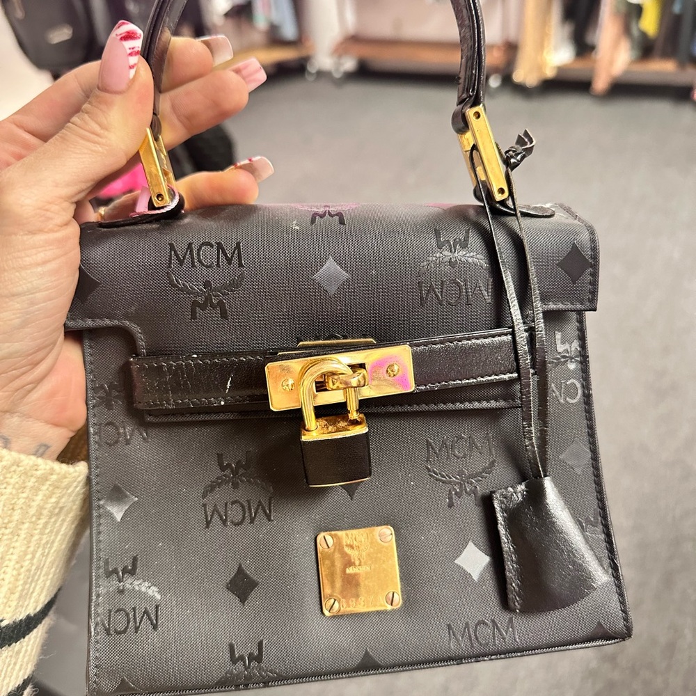 MCM Black Monogram Handbag